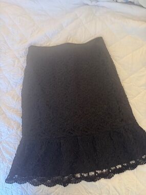 White House Black Market Black Lace Midi Skirt with Flare Hem